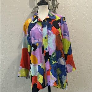 Ali Miles Multicolor Abstract Button Down Shirt NWT